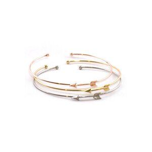 Dainty Delicate Trendy 3-strand Arrow Bangle Bracelet Set Tricolor